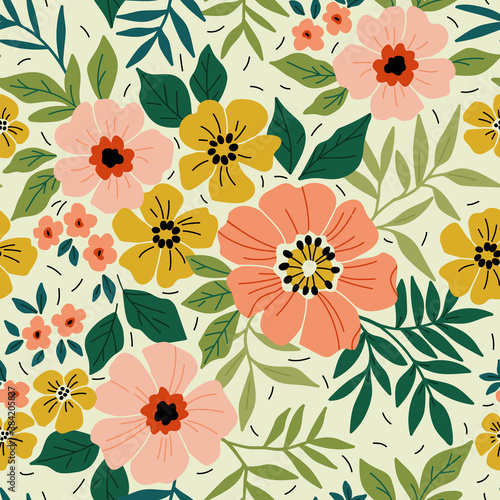 Elegant floral pattern in small colorful flower. Liberty style. Floral seamless background for fashion prints. Ditsy print. Seamless vector texture. Spring bouquet.