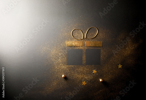 Gold glitter gift box