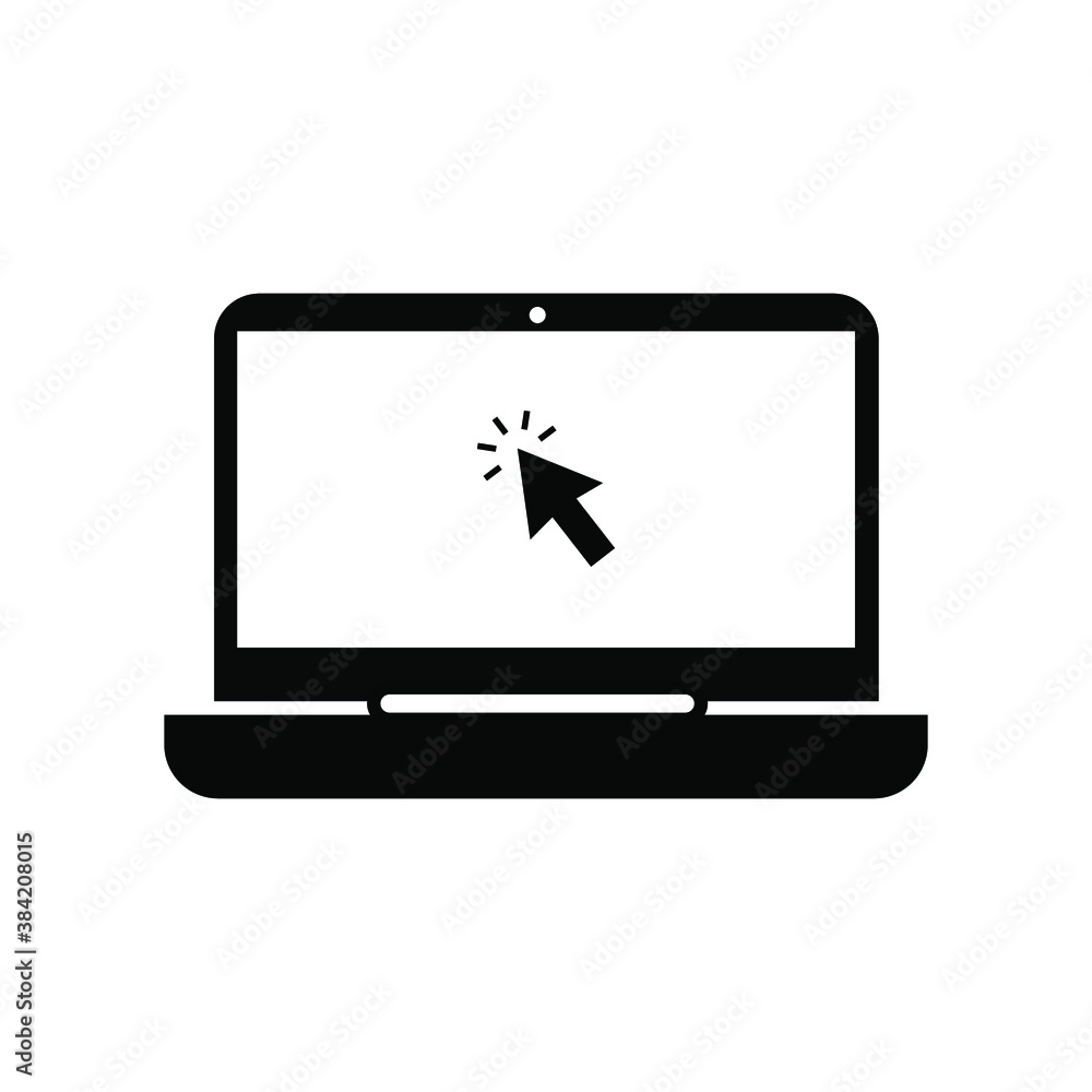 Globe on screen of laptop icon flat style in trendy design isolated. vector illustration. color editable Globe on screen of laptop icon flat style in trendy design isolated. vector illustration. color editable