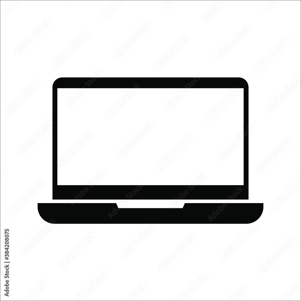 Globe on screen of laptop icon flat style in trendy design isolated. vector illustration. color editable