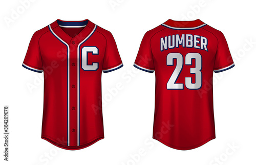 Baseball t-shirt design template, Sport jersey mockup. uniform front and back view.