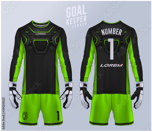 Goalkeeper jersey,t-shirt sport design template, Long sleeve soccer jersey mockup for football club. uniform front and back view.
