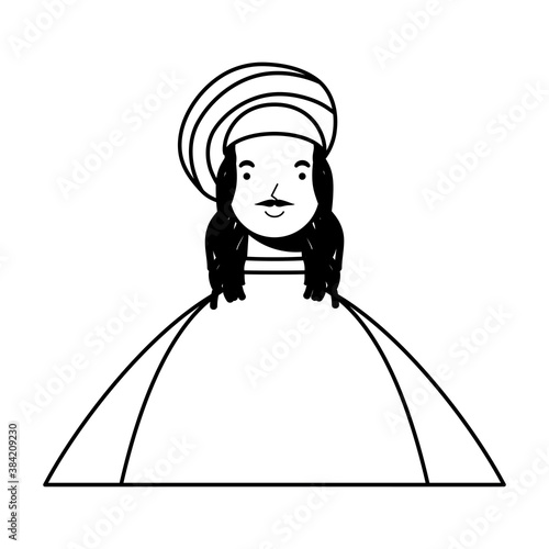 afro ethnic woman wearing jamaican hat character line style