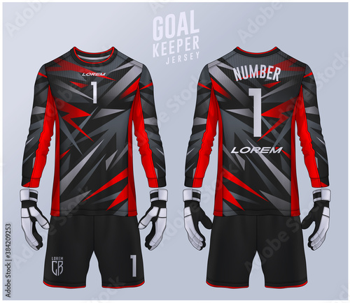 Goalkeeper jersey,t-shirt sport design template, Long sleeve soccer jersey mockup for football club. uniform front and back view.
