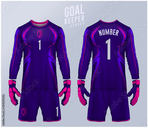 Goalkeeper jersey,t-shirt sport design template, Long sleeve soccer jersey mockup for football club. uniform front and back view.