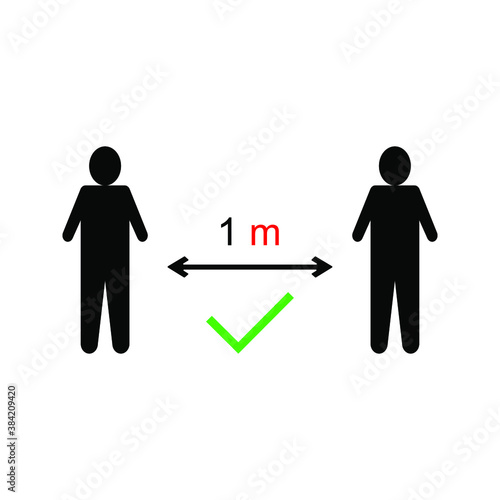 illustration Social distancing. Preventive measures. Keep the 1 meter distance. Coronovirus epidemic protective equipment. Vector illustration. eps 10