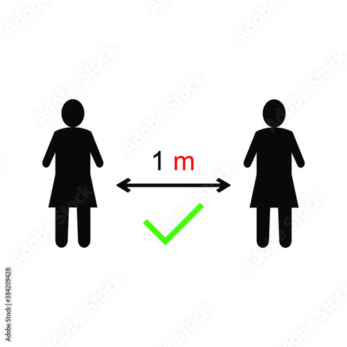 illustration Social distancing. Preventive measures. Keep the 1 meter distance. Coronovirus epidemic protective equipment. Vector illustration. eps 10