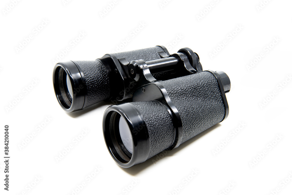 black binoculars isolated on white