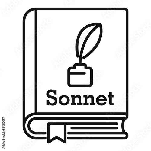 Literary sonnet book icon. Outline literary sonnet book vector icon for web design isolated on white background