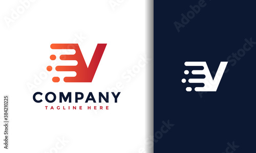 letter V fast moving logo