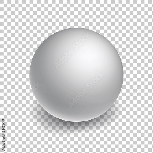 Blank mockup sphere or ball on transperent background. White Three-dimensional globe object with a shadow.