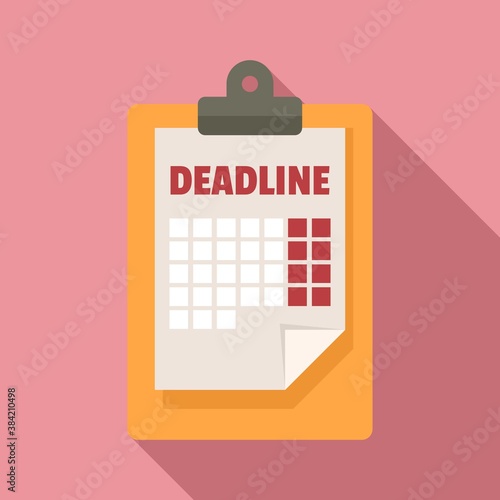 Deadline clipboard icon. Flat illustration of deadline clipboard vector icon for web design