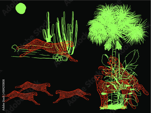 pattern cheetah wild life with two color