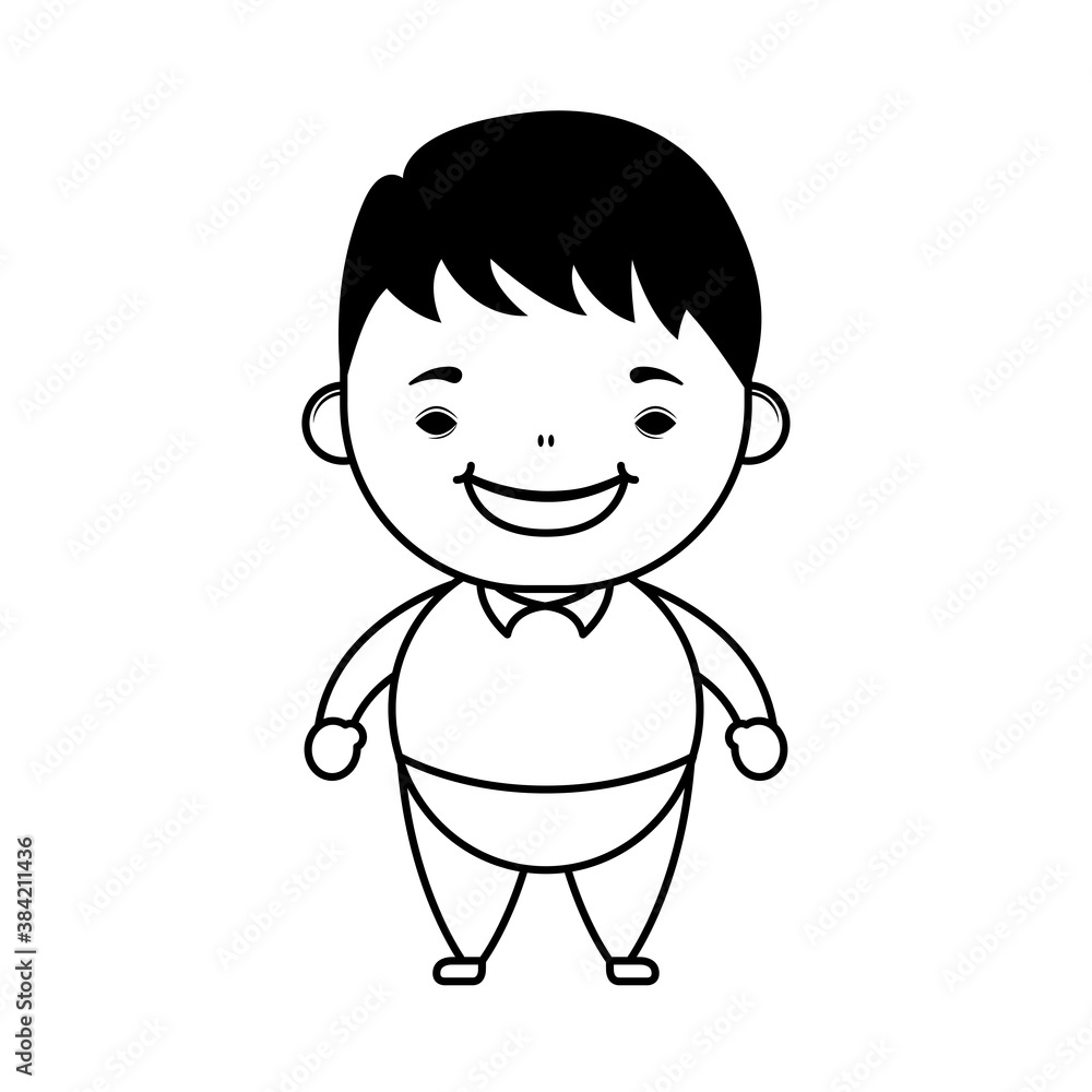 happy little boy avatar character line style