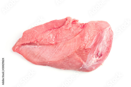 A large piece of fresh meat isolated on a white background. Trading platform. The concept of natural products.