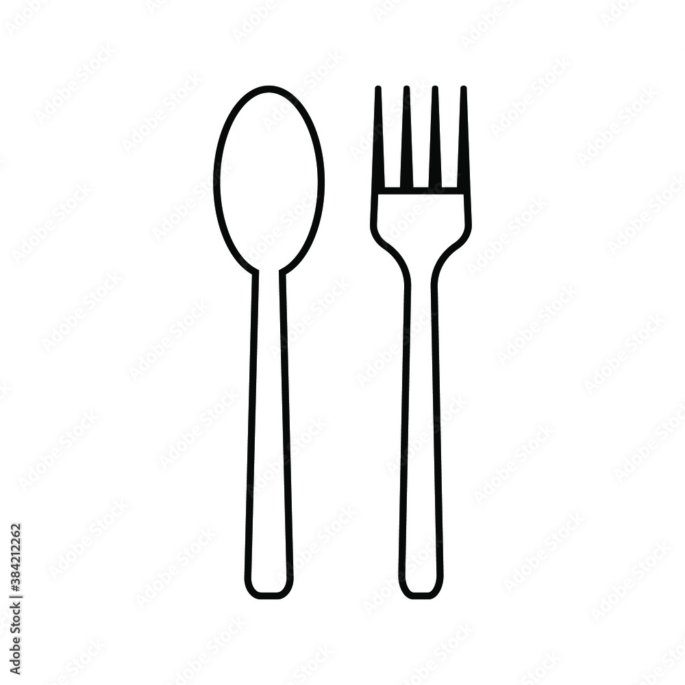 Fork spoon icon vector sign isolated on white background illustration for graphic and web design. Fork spoon icon vector sign isolated on white background illustration for graphic and web design.