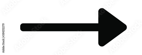 Black large forward or right pointing solid long skinny arrow icon sketched as vector symbol	 photo