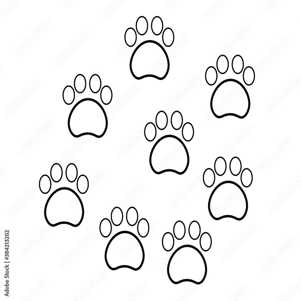 Faw print icons in flat style. Paws and black cat dogs. Animal footprint symbol with a white background for your website design, logo, application, UI Vector EPS 10 Faw print icons in flat style. Paws and black cat dogs. Animal footprint symbol with a white background for your website design, logo, application, UI Vector EPS 10