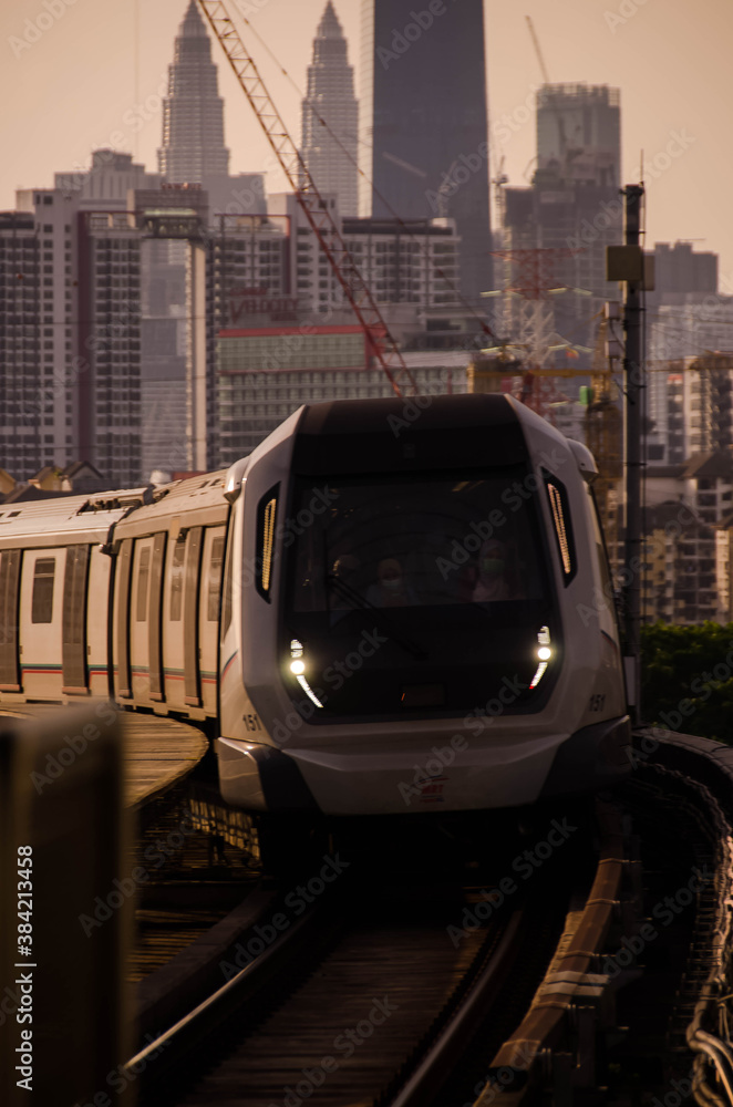 Naklejka premium MRT Train in the Kuala Lumpur city