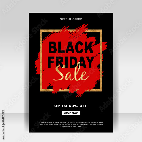 black friday sale ad flyer banner with splash brush