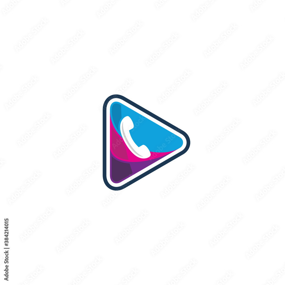 Play Symbol and Telephone logo / icon design Play Symbol and Telephone logo / icon design
