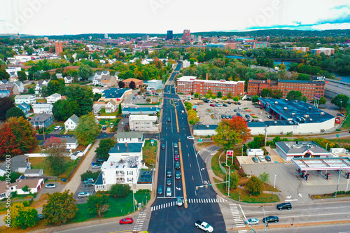 Photography Aerial Drone Photography Of Downtown Bedford, NH (New Hampshire) During The Fall