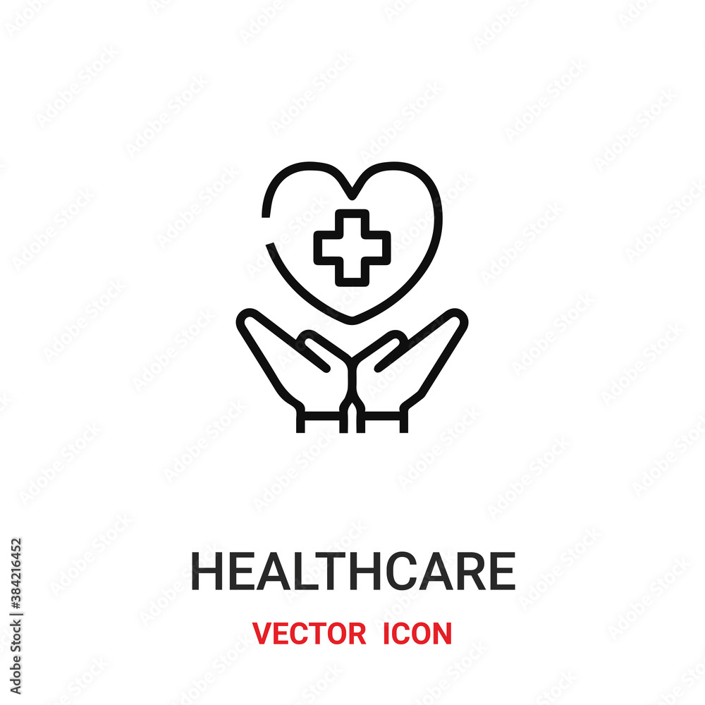 healthcare icon vector symbol. healthcare symbol icon vector for your design. Modern outline icon for your website and mobile app design.