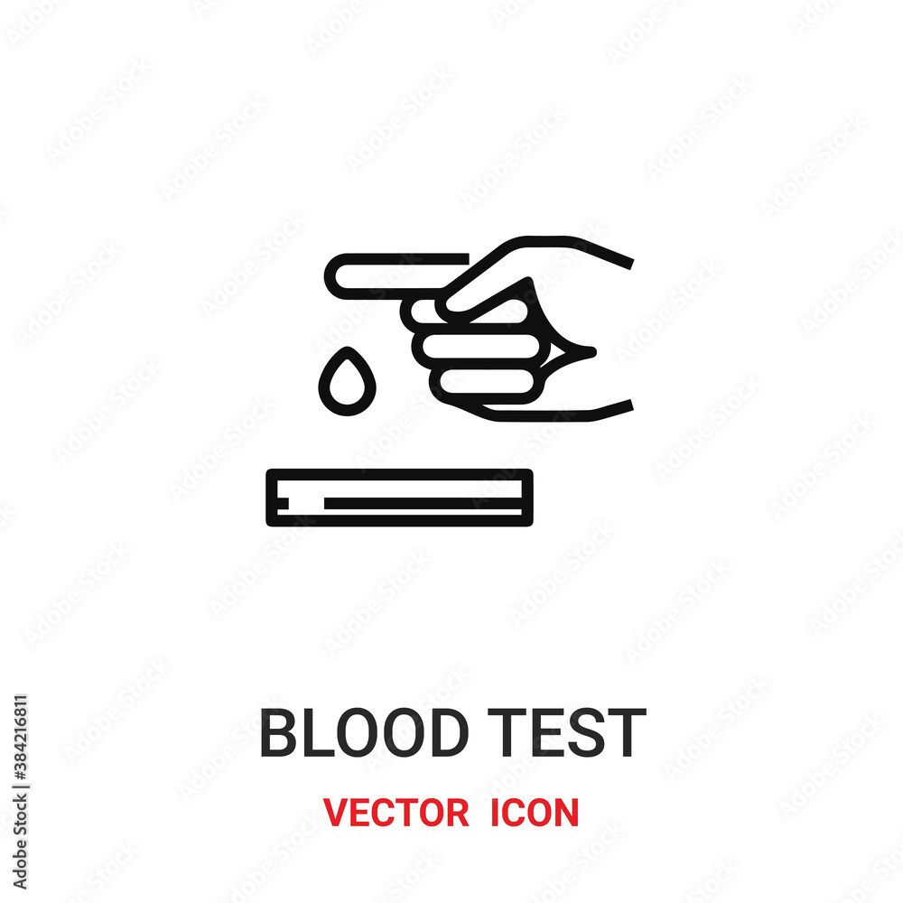 Blood test vector icon. Modern, simple flat vector illustration for website or mobile app.Finger with blood drop symbol, logo illustration. Pixel perfect vector graphics Blood test vector icon. Modern, simple flat vector illustration for website or mobile app.Finger with blood drop symbol, logo illustration. Pixel perfect vector graphics