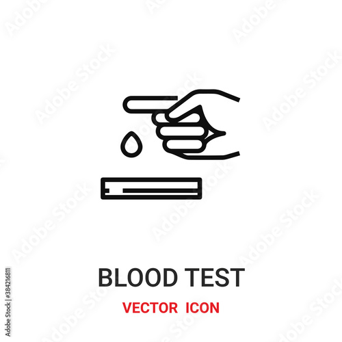 Blood test vector icon. Modern, simple flat vector illustration for website or mobile app.Finger with blood drop symbol, logo illustration. Pixel perfect vector graphics
