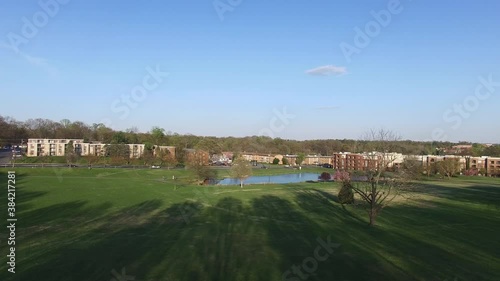 Montgomery County Maryland Aerial in Spring - Rising Shot in the Suburbs