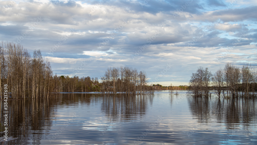 Spring floods in Rovaniemi, Finland.