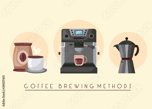 coffee brewing methods poster with makers utensils