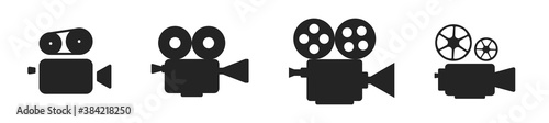 Set of cinema camera icons, vector illustration