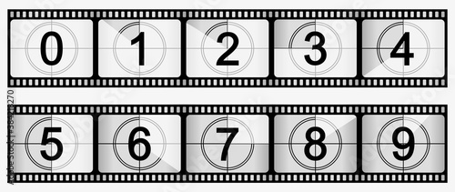 Set of film countdown icon, retro flat concept