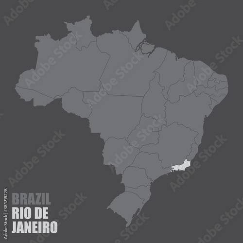 The Brazil map with the highlighted Rio de Janeiro State