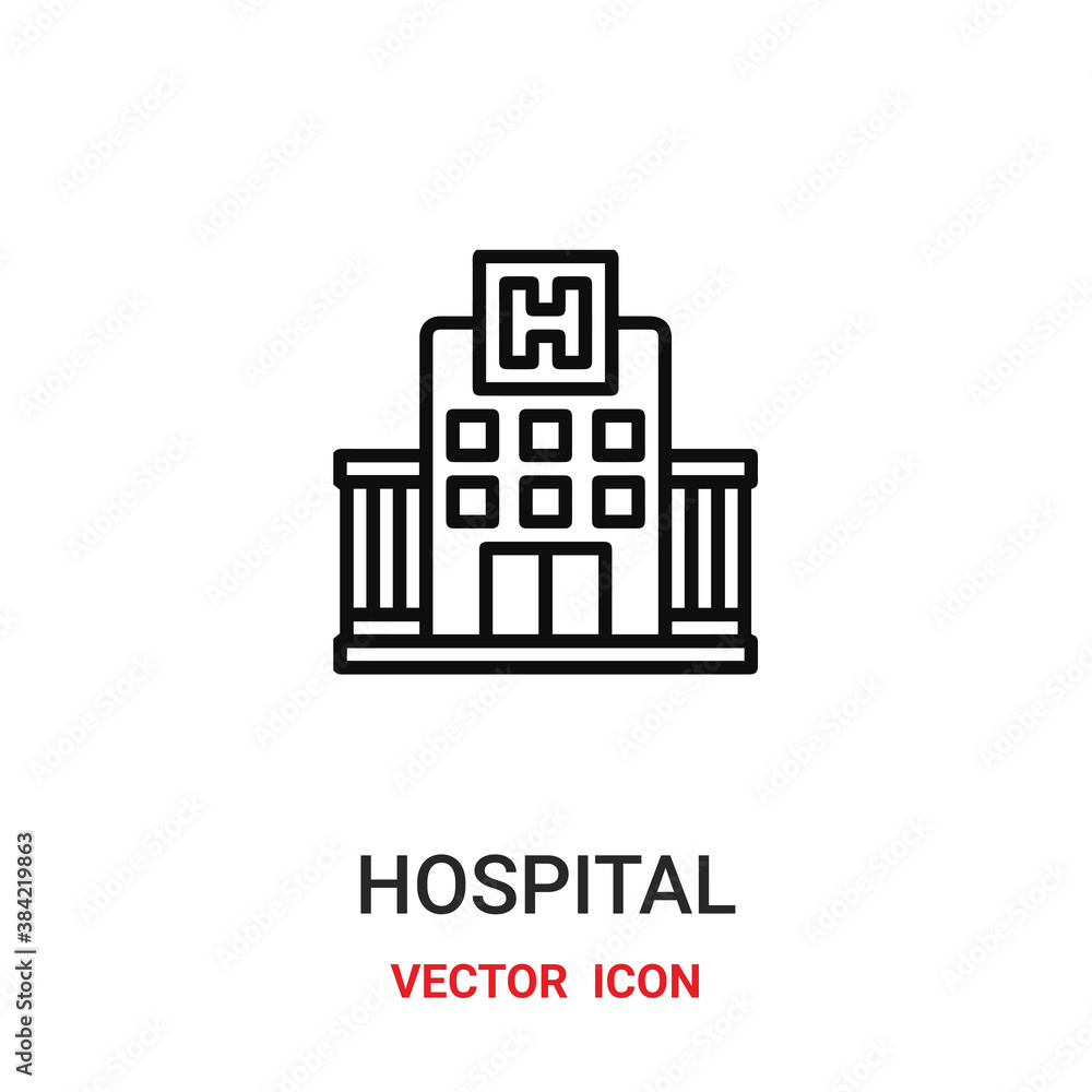 Hospital vector icon . Modern, simple flat vector illustration for website or mobile app.Hospital building symbol, logo illustration. Pixel perfect vector graphics