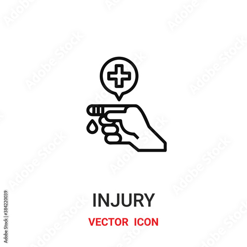 injury icon vector symbol. injury symbol icon vector for your design. Modern outline icon for your website and mobile app design.