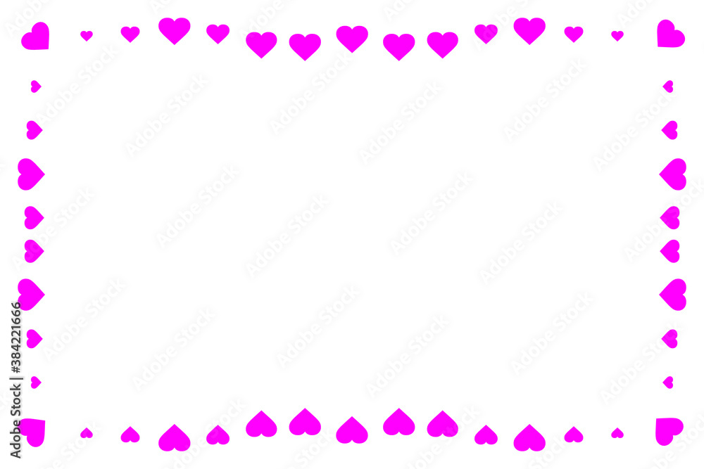 pink hearts picture frame on white background,vector illustration