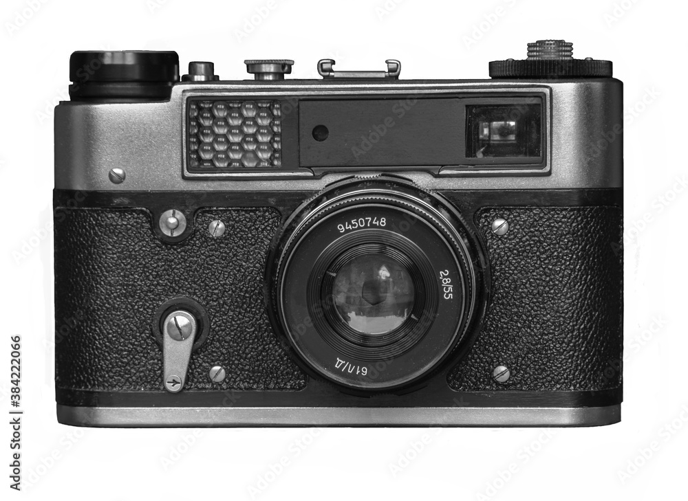 old photo camera without background, black and white version old photo camera without background, black and white version