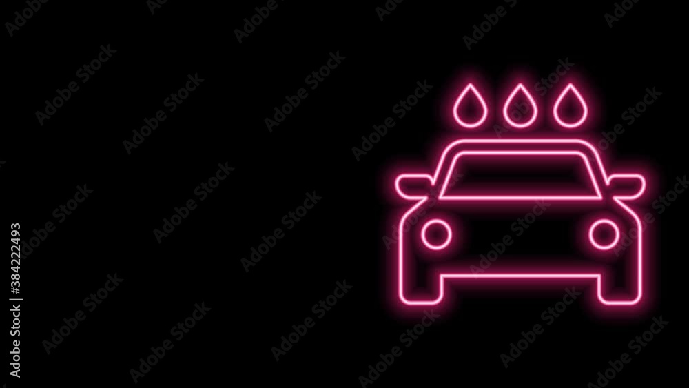 Glowing neon line Car wash icon isolated on black background. Carwash service and water cloud icon. 4K Video motion graphic animation Glowing neon line Car wash icon isolated on black background. Carwash service and water cloud icon. 4K Video motion graphic animation