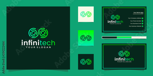 Creative infinity tech line. modern infinity logo design and business card
