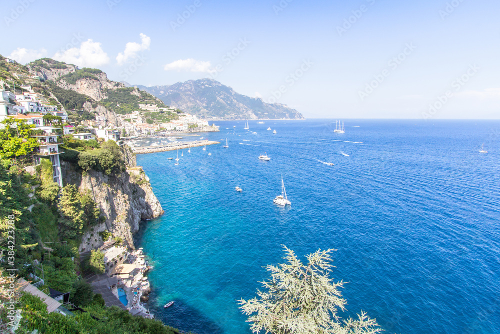 View to the Amalfi coastline, Italy