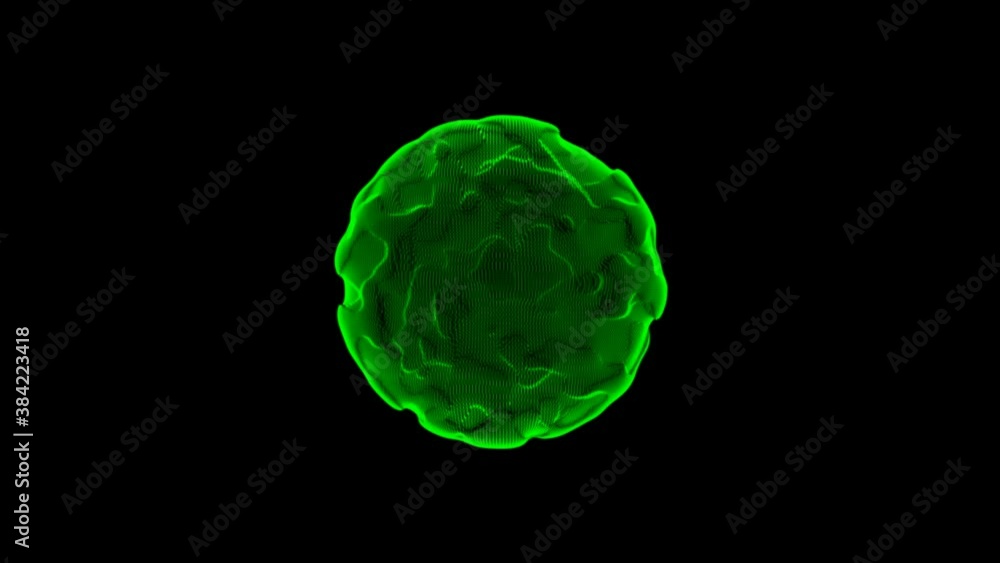 Animation of spherical object as possible simulation a cell of virus in space trough time. Animation of spherical object as possible simulation a cell of virus in space trough time.