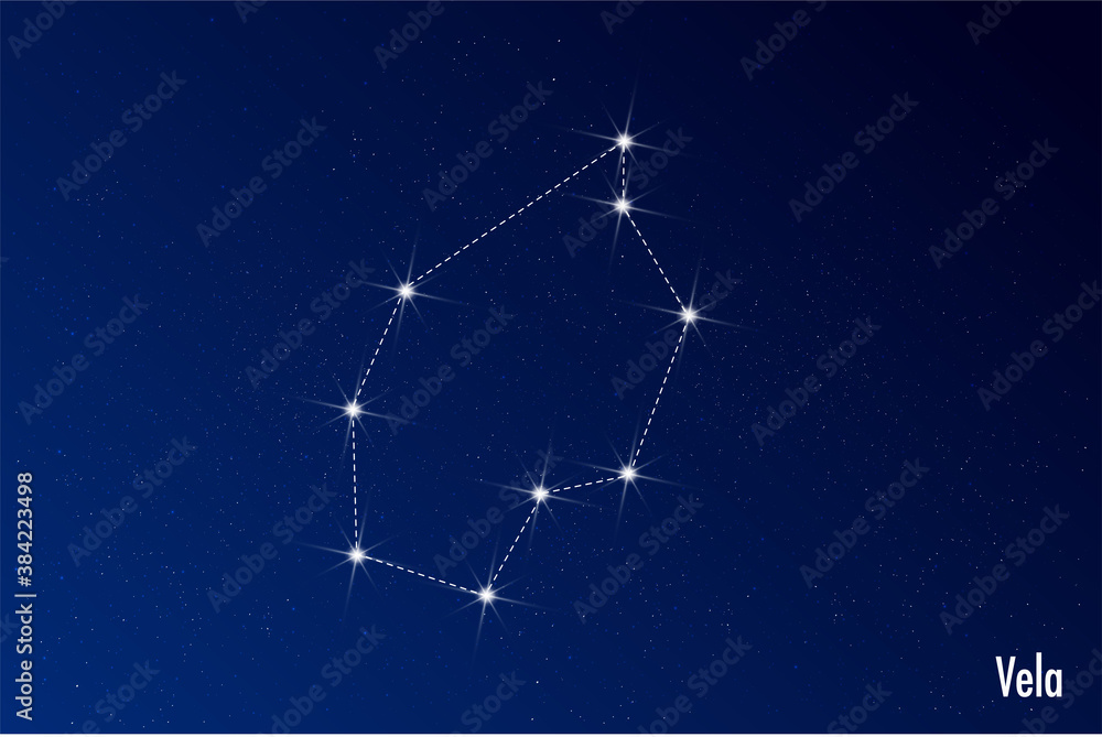 Astronomical vector illustration of Vela constellation. Astronomical vector illustration of Vela constellation.