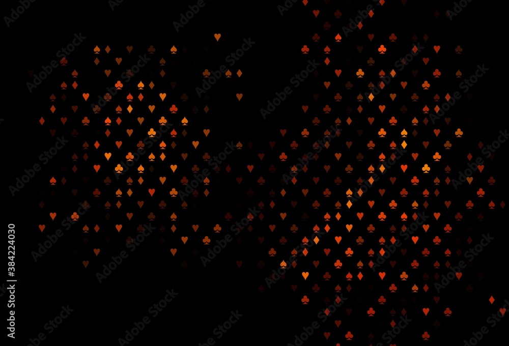 Dark Orange vector template with poker symbols. Dark Orange vector template with poker symbols.