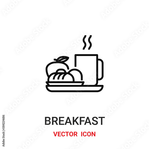 Breakfast vector icon. Modern, simple flat vector illustration for website or mobile app.Tea and breakfast plate symbol, logo illustration. Pixel perfect vector graphics	