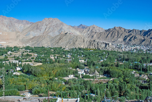 areal view of leh city from shanti stupa
