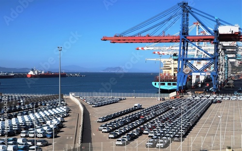 Cars for export in the port of Tanger, Maroc