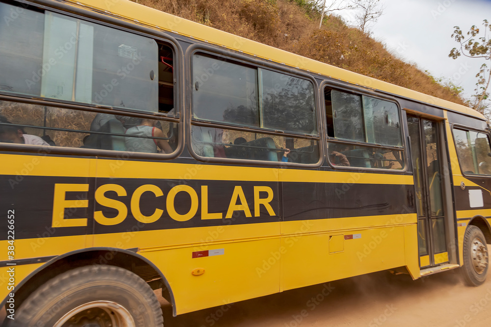 School bus for students living in the rural area of the city of Guarani, state of Minas Gerais, Brazil.