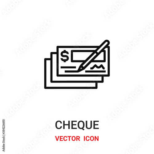 Cheque vector icon. Modern, simple flat vector illustration for website or mobile app.Check paper symbol, logo illustration. Pixel perfect vector graphics